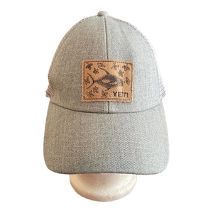 YETI BUILT FOR THE WILD Trucker Hat Patch Fish‎ Gray Snapback
